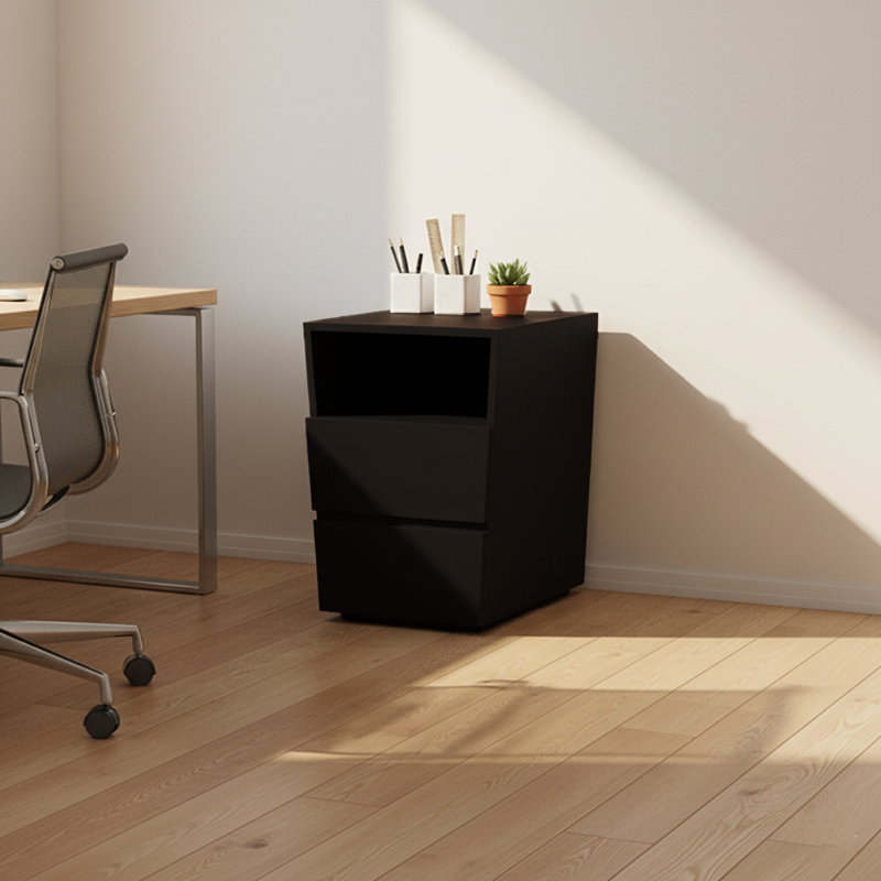 Compact Office Bedside Cabinet - Space-Saving Solid Wood & Organized Storage Cabinet 2-Drawer For Home Office Lumendat