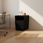 Compact Office Bedside Cabinet - Space-Saving Solid Wood & Organized Storage Cabinet 2-Drawer For Home Office Lumendat