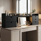Sleek Black Vanity Storage Shelf - Organized Beauty Storage Rack 5-Drawer For Bedroom Lumendat