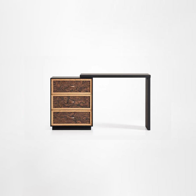 Sturdy Vintage Makeup Vanity - Sleek Structure & Warm Touch 3-Drawer Organized Storage Table For Bedroom Lumendat