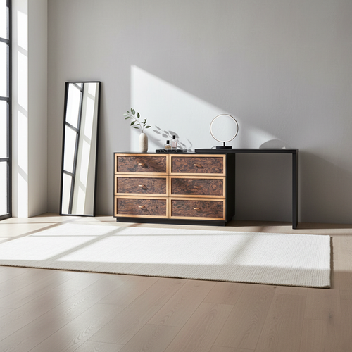 Classic Vintage Makeup Vanity - 6-Drawer Organized Storage & Sleek Design Table For Bedroom Lumendat