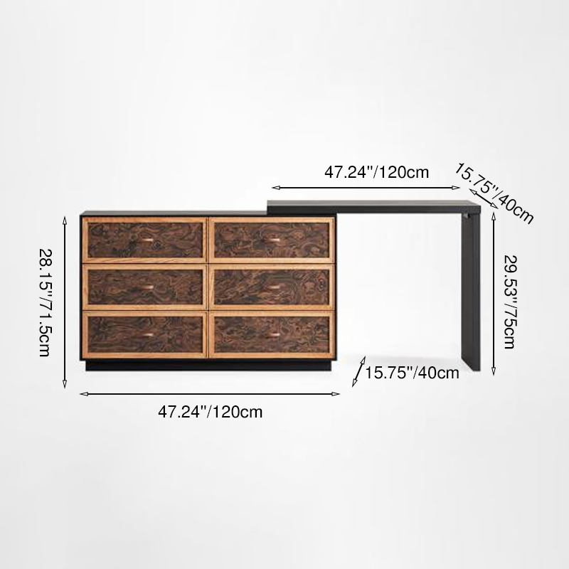 Classic Vintage Makeup Vanity - 6-Drawer Organized Storage & Sleek Design Table For Bedroom Lumendat