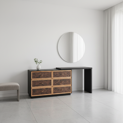 Classic Vintage Makeup Vanity - 6-Drawer Organized Storage & Sleek Design Table For Bedroom Lumendat
