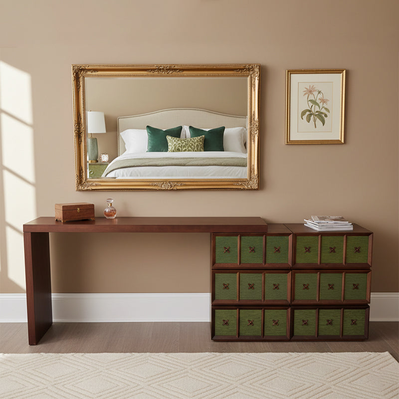 Mid-century Makeup Vanity - Wide Countertop & Eco-Friendly Material Table For Bedroom Lumendat