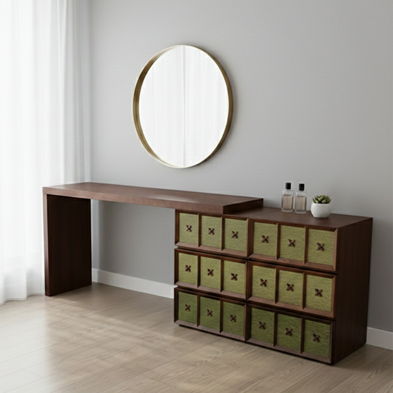 Mid-century Makeup Vanity - Wide Countertop & Eco-Friendly Material Table For Bedroom Lumendat