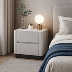 Traditional French Rounded Corners Bedside Table - Solid Wood Plywood 2 Drawers Nightstand For Bedroom Lumendat