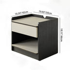 Contemporary Curved Edge Saddle Leather Bedside Table - Open Storage 1 Drawer Nightstand For Bedroom Lumendat