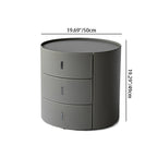 Contemporary Scandinavian Microfiber Leather Bedside Table - Cylindrical 3 Hidden Drawers Nightstand For Bedroom Lumendat