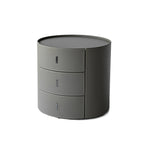 Contemporary Scandinavian Microfiber Leather Bedside Table - Cylindrical 3 Hidden Drawers Nightstand For Bedroom Lumendat