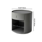 Contemporary Circular Round Bedside Table - Microfiber Leather 1 Drawer Nightstand For Bedroom Lumendat