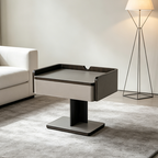 Contemporary Soft-Touch Faux Saddle Leather End Table - Floating 1 Drawer Nightstand For Bedroom Lumendat