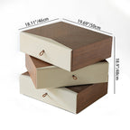 Traditional French Saddle Leather Rotatable Bedside Table - Swivel 3 Drawer Nightstand For Bedroom Lumendat