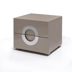 Modern Minimalist High-Gloss Unique Round Handle Bedside Cabinet - 2 Drawers Nightstand For Bedroom Lumendat