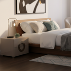 Modern Minimalist High-Gloss Unique Round Handle Bedside Cabinet - 2 Drawers Nightstand For Bedroom Lumendat