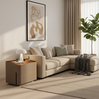 Modern Luxury Faux Saddle Leather Side Table - Soft-Edge Square 2 Drawers Nightstand For Bedroom Lumendat