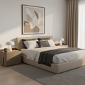 Modern Luxury Faux Saddle Leather Side Table - Soft-Edge Square 2 Drawers Nightstand For Bedroom Lumendat