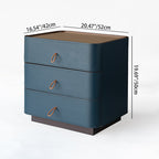 Modern Luxury Rounded Corner Curved Side Table - Faux Saddle Leather 3-Drawer Nightstand For Bedroom Lumendat