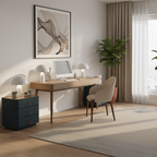 Modern Luxury Rounded Corner Curved Side Table - Faux Saddle Leather 3-Drawer Nightstand For Bedroom Lumendat