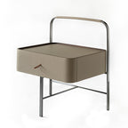 Contemporary Saddle Leather Nightstand With 1 Drawer - Creative Floating Side Table For Bedroom Lumendat