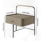 Contemporary Saddle Leather Nightstand With 1 Drawer - Creative Floating Side Table For Bedroom Lumendat