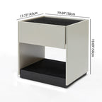 Modern Square Veneered Plywood Bedside Table - Minimalist Clean Lines Nightstand With Drawer For Bedroom Lumendat