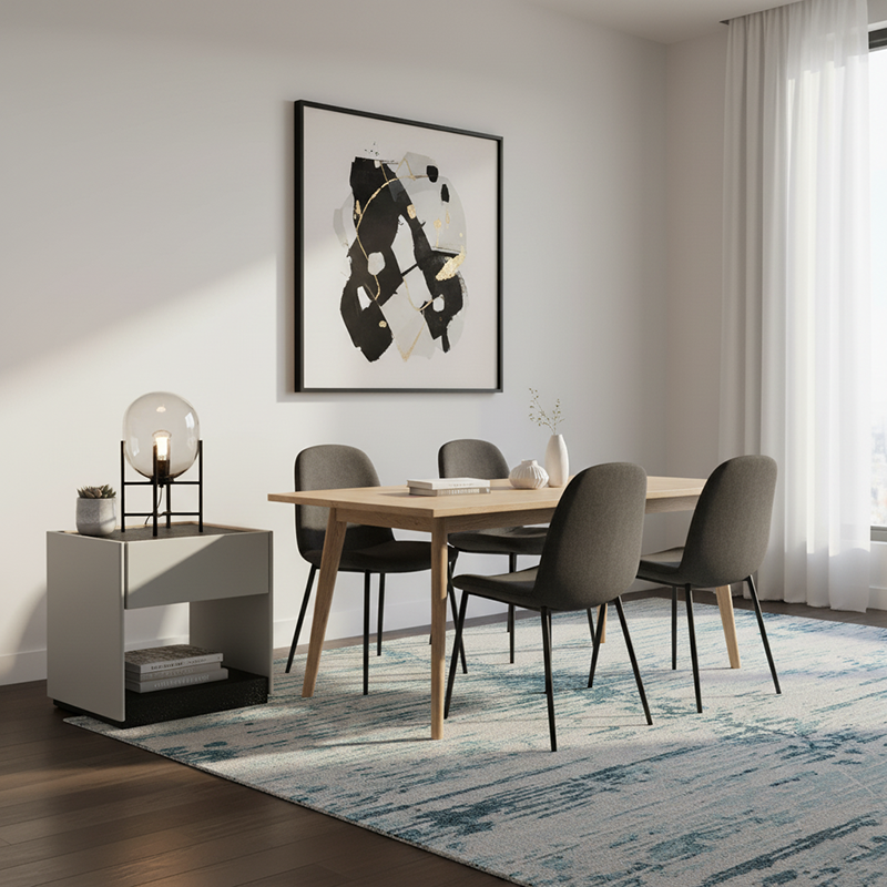 Modern Square Veneered Plywood Bedside Table - Minimalist Clean Lines Nightstand With Drawer For Bedroom Lumendat