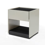 Modern Square Veneered Plywood Bedside Table - Minimalist Clean Lines Nightstand With Drawer For Bedroom Lumendat
