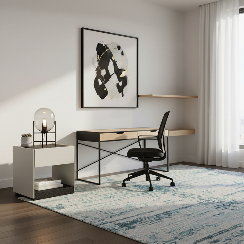 Modern Square Veneered Plywood Bedside Table - Minimalist Clean Lines Nightstand With Drawer For Bedroom Lumendat