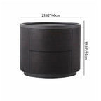 Traditional Vintage Cylinder Nightstand With 2 Drawers - Raised Guardrail Top Bedside Table For Bedroom Lumendat