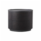 Traditional Vintage Cylinder Nightstand With 2 Drawers - Raised Guardrail Top Bedside Table For Bedroom Lumendat
