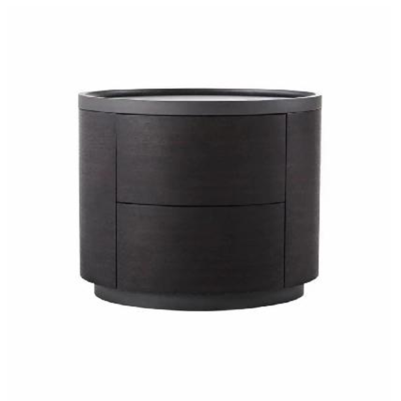 Traditional Vintage Cylinder Nightstand With 2 Drawers - Raised Guardrail Top Bedside Table For Bedroom Lumendat