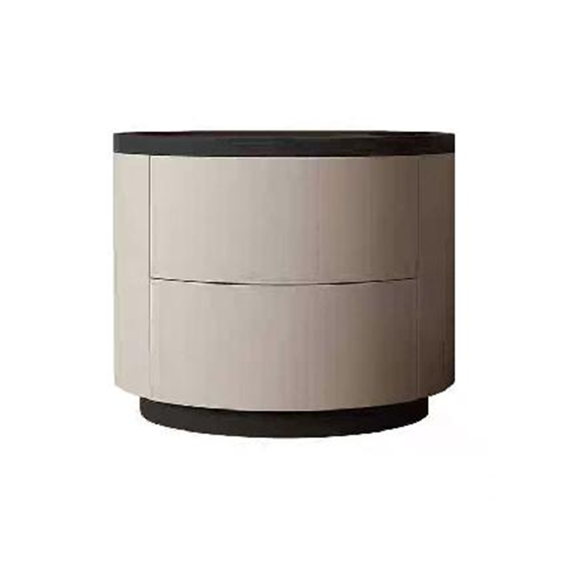 Traditional Vintage Cylinder Nightstand With 2 Drawers - Raised Guardrail Top Bedside Table For Bedroom Lumendat