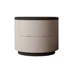 Traditional Vintage Cylinder Nightstand With 2 Drawers - Raised Guardrail Top Bedside Table For Bedroom Lumendat