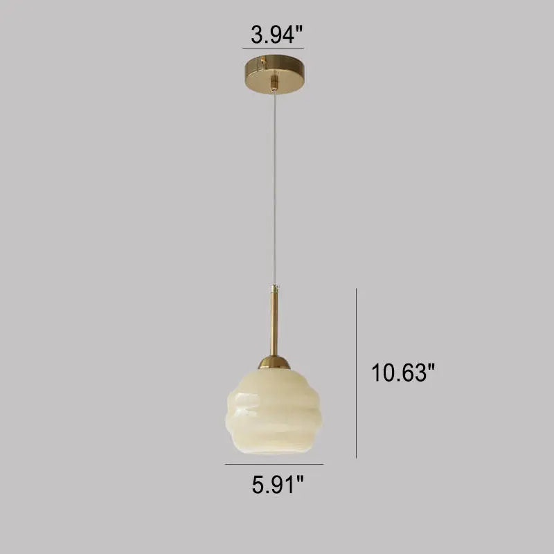 Vintage French Glass Round Tart 1-light Pendant Light Lumendat