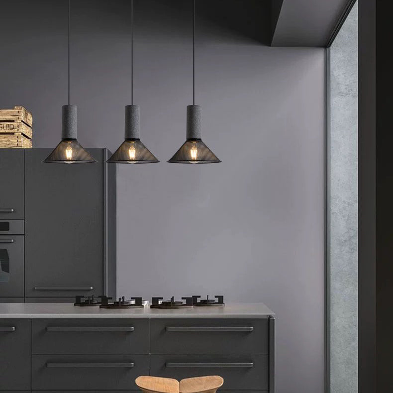 Contemporary Industrial Cylinder Metal Cement 1-light Pendant Light for Living Room BulbSquare