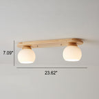 Japanese Vintage Striped Glass Wood Long Plate 2/3 Light Flush Mount Ceiling Light Lumendat