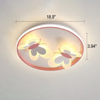 Lumendat Cartoon Creative Pink Butterfly Circle LED Flush Mount Ceiling Light Lumendat