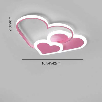 Contemporary Scandinavian Heart Shape Acrylic Metal LED Flush Mount Ceiling Light for Bedroom