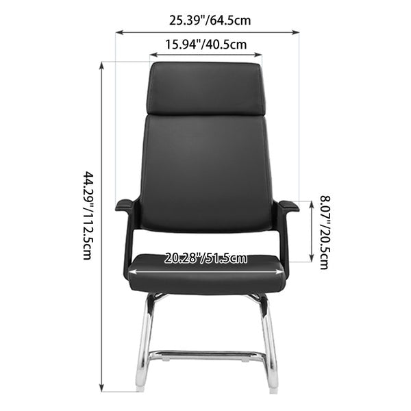 Modern Executive High-Back Black PU Leather Desk Chair - Cantilever Office Chair With 180° Swivel & Auto-Return Function For Home Office Lumendat