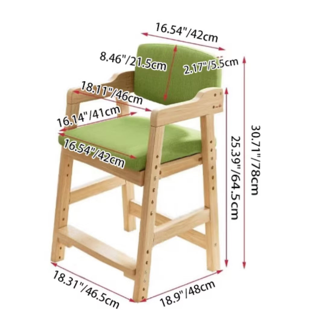 Lumendat Modern Minimalist Adjustable Solid Pine Wood Cotton Linen Foam Sponge Kids Chair For Bedroom Lumendat