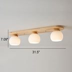 Japanese Vintage Striped Glass Wood Long Plate 2/3 Light Flush Mount Ceiling Light Lumendat