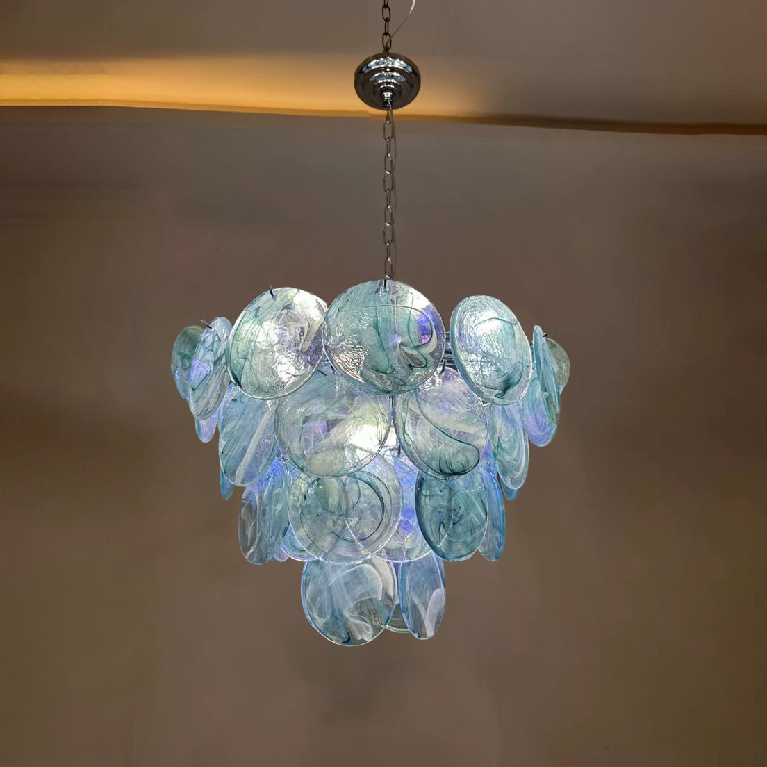 Traditional French Flower Shaped Iron Glass 5/9/12 Light Chandelier for Living Room BulbSquare