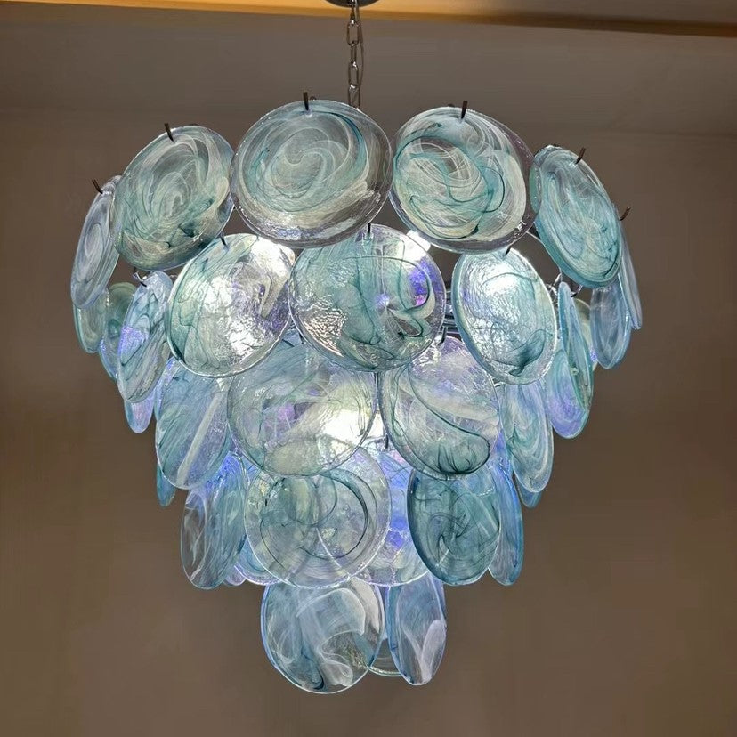 Traditional French Flower Shaped Iron Glass 5/9/12 Light Chandelier for Living Room