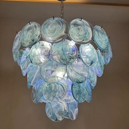 Traditional French Flower Shaped Iron Glass 5/9/12 Light Chandelier for Living Room