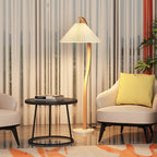 Modern Minimalist Pleated Fabric Iron Marble Curved Iron 1-Light Standing Floor Lamp For Living Room Lumendat