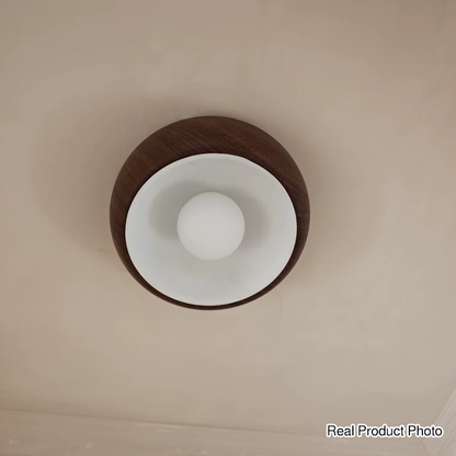 Contemporary Scandinavian Iron Glass Round Shade 1-light Flush Mount Ceiling Light for Living Room