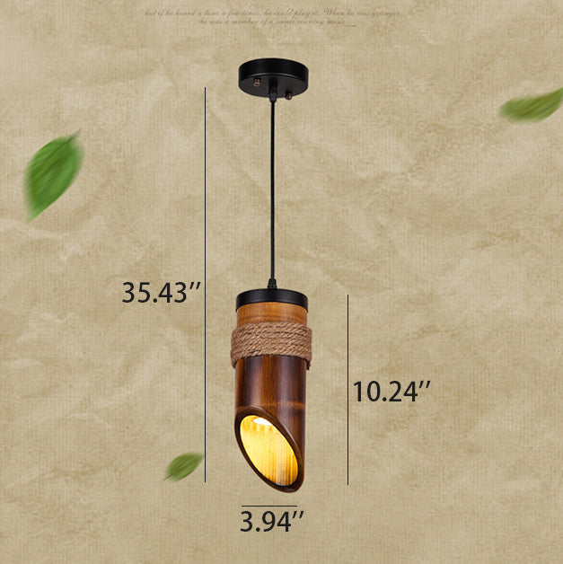 Rustic Vintage Hemp Rope Bamboo 1-light Pendant Light
