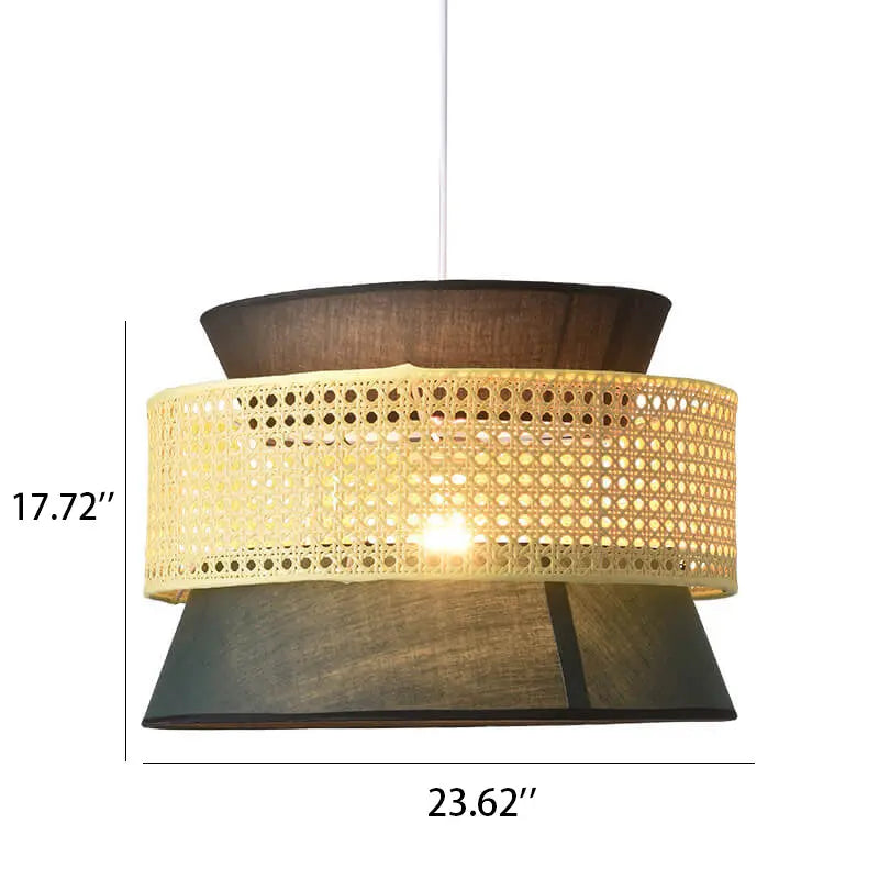 Modern Rattan Japanese Drum Shape 1-light Pendant Light BulbSquare