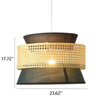 Modern Rattan Japanese Drum Shape 1-light Pendant Light BulbSquare