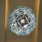 Traditional French Flower Shaped Iron Glass 5/9/12 Light Chandelier for Living Room BulbSquare